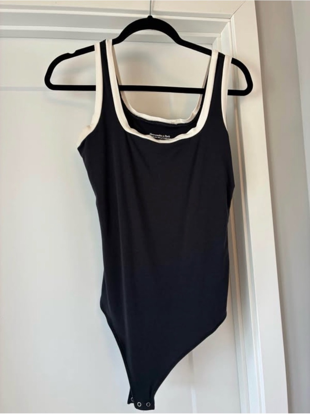 Abercrombie & Fitch Black Tank Bodysuit with White Trim